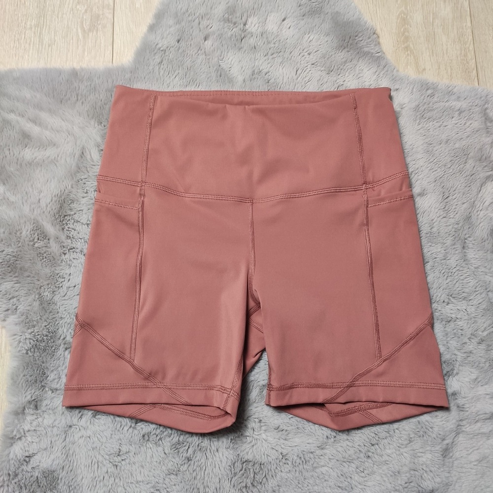 90 Degree by Reflex High Waist Side Pocket Biker Shorts Rose Mauve Small